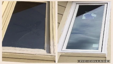 Residential window before and after its replaced by Handyman
