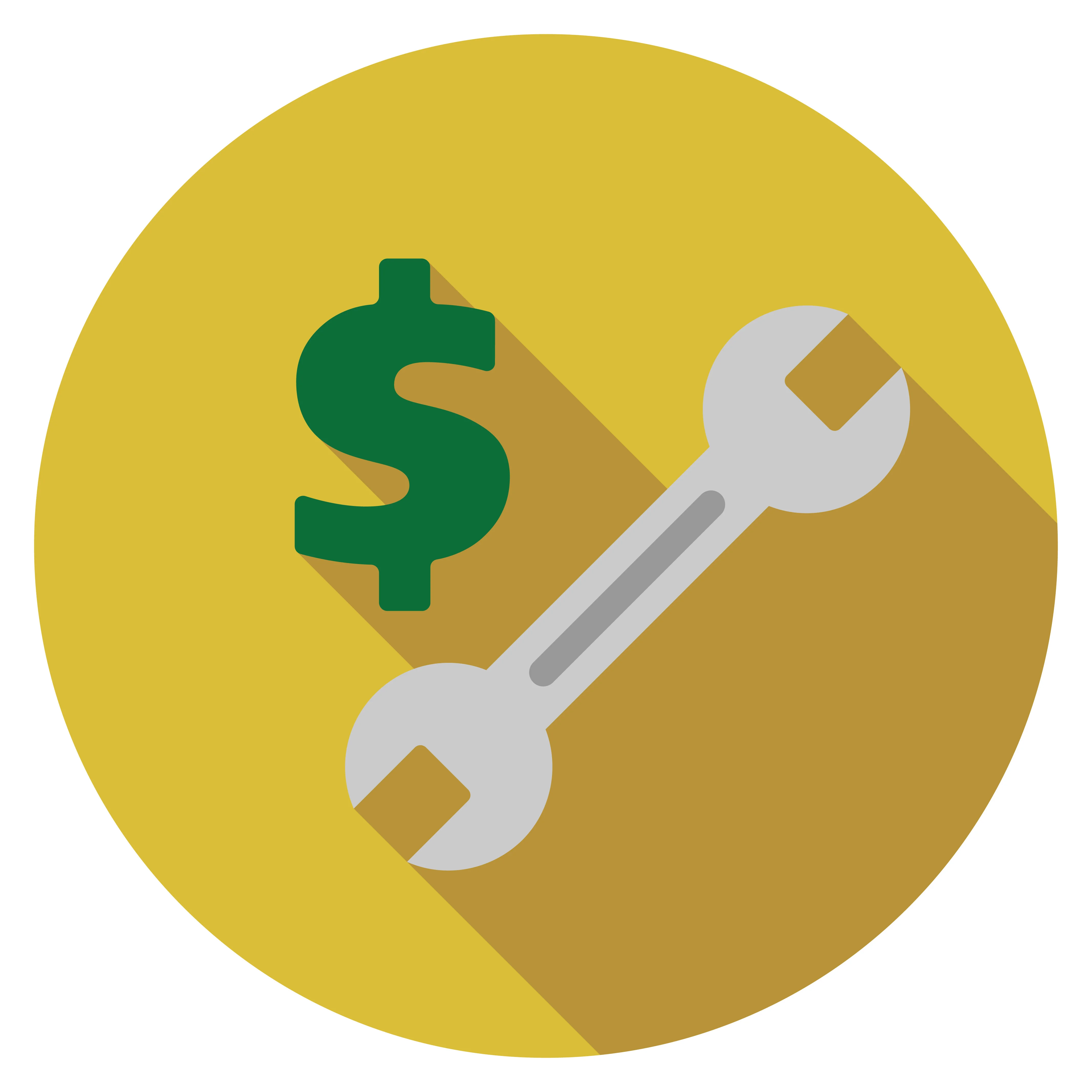 Clip art of a money symbol and a wrench
