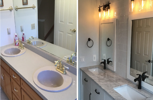 Remodeled bathroom services rendered for residential home