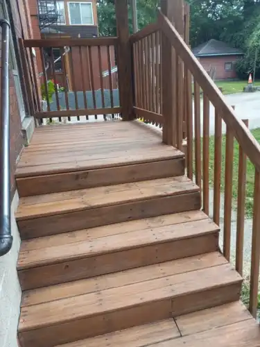 Deck stairs repaired by Mr. Handyman of Greater Cincinnati.
