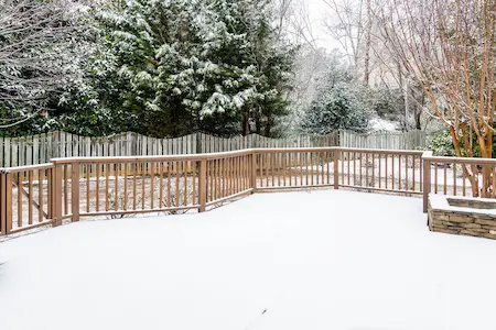 snow covered deck