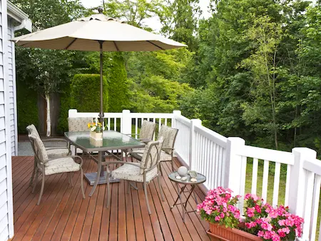 patio furniture on a deck