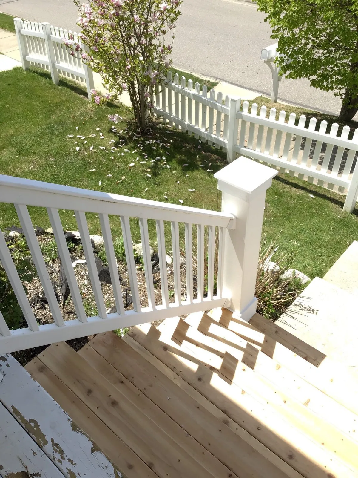 Wood rot repair in Ann Arbor MI on exterior stair post completed by MyHandyman.