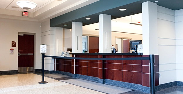 Bank reception area.