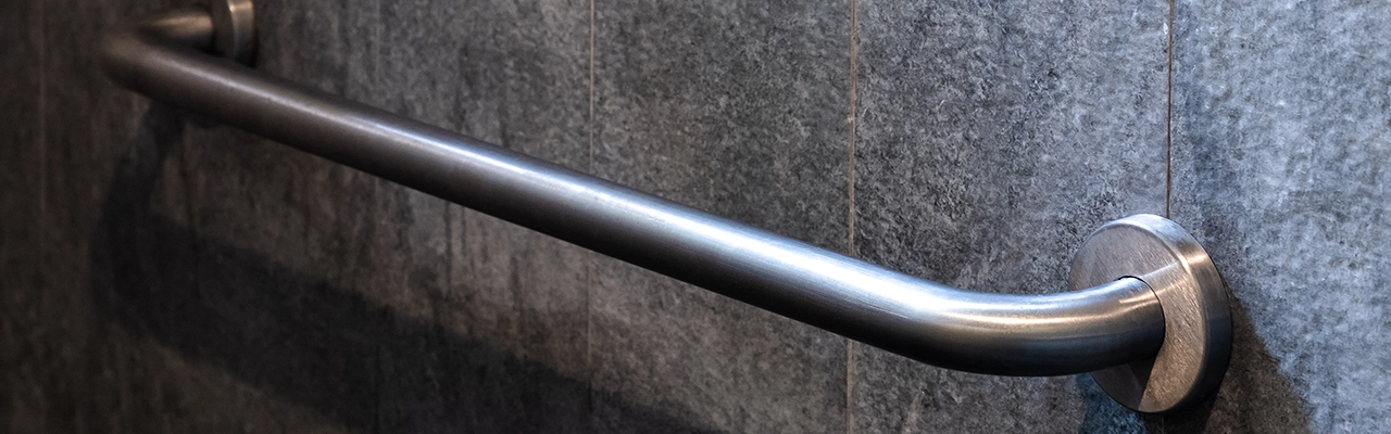 Grab bar in a shower.