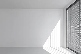 White wall with sliding door.