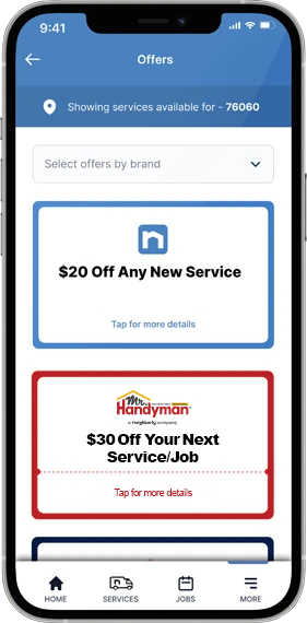 Neighborly App offers and coupons displayed on smartphone screen.