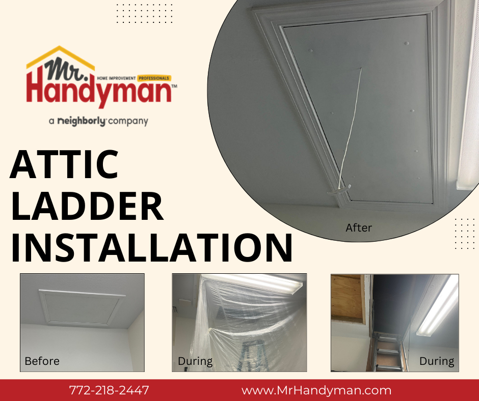 Attic ladder installation.