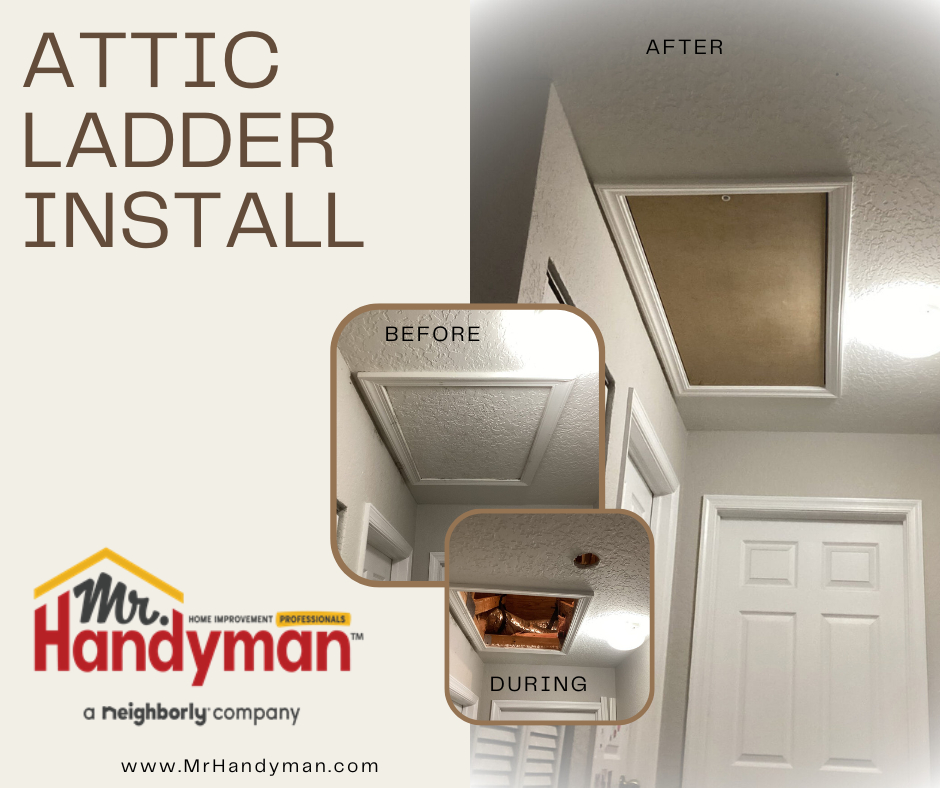 Attic ladder installation.