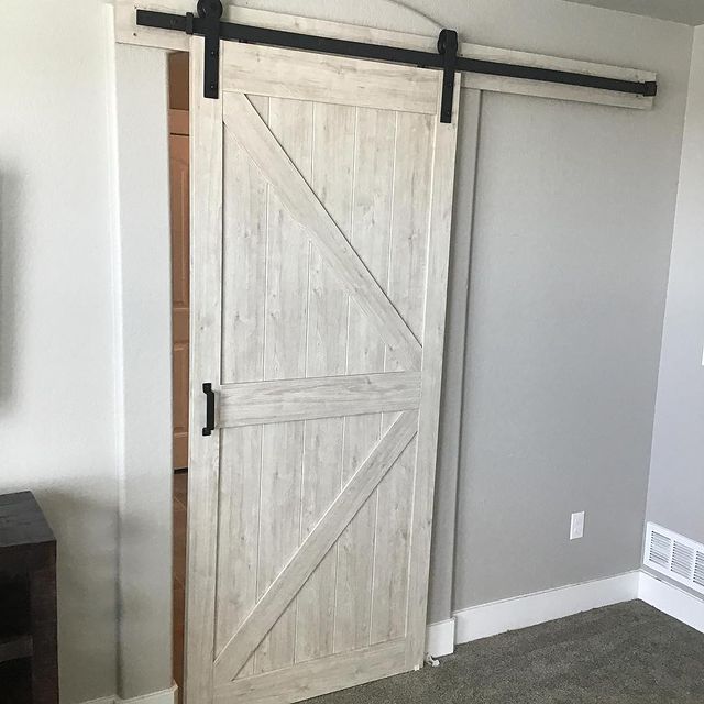 Barn door in bedroom.