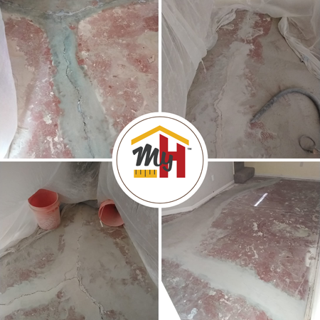 basement floor crack sealed