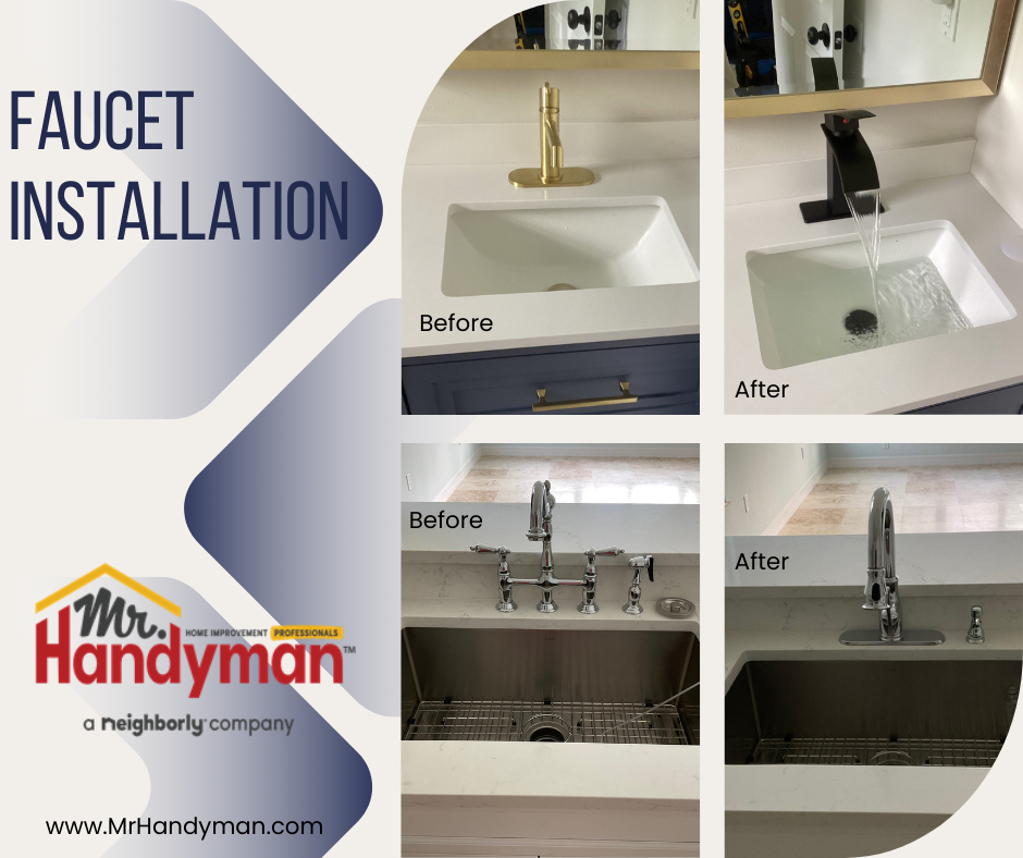 Bathroom faucet installation.