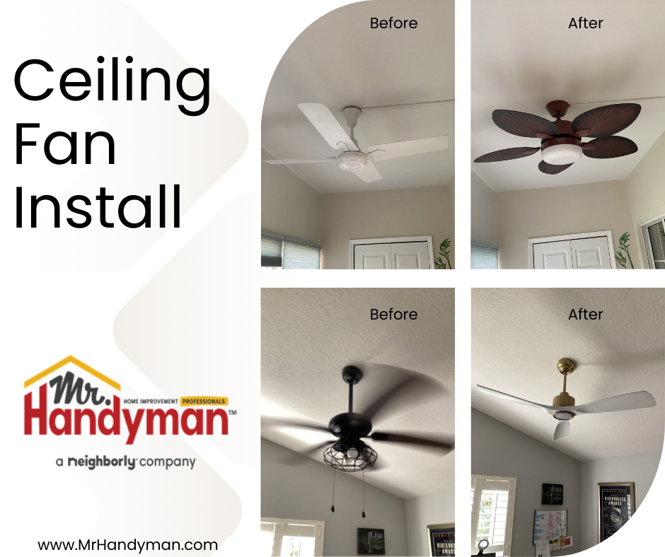 Ceiling fan installation.