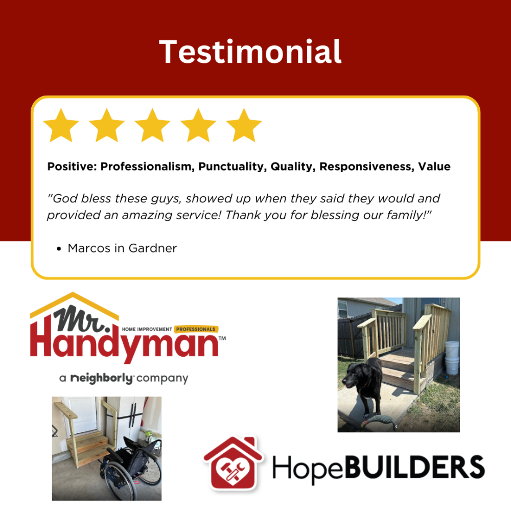 Charitable Donation Handrail Install in Gardner