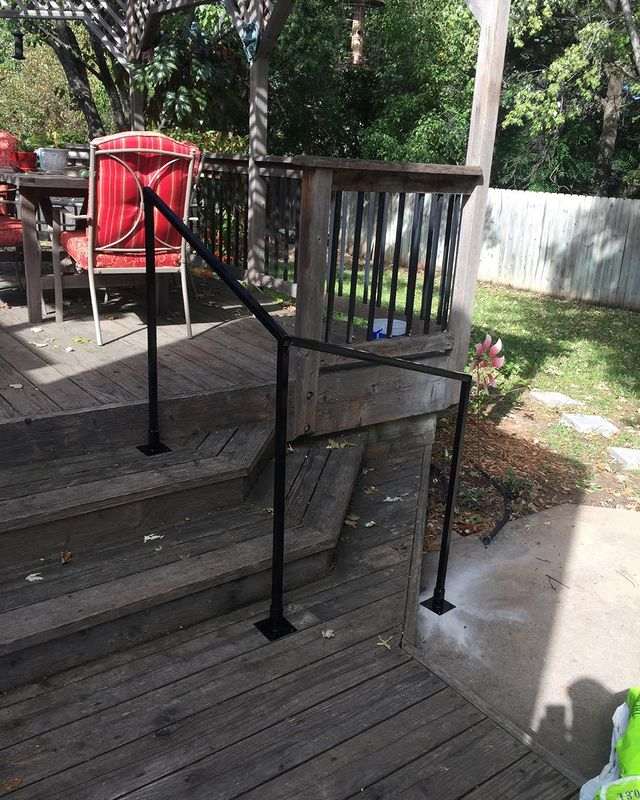 Custom handrail installation on customer's deck