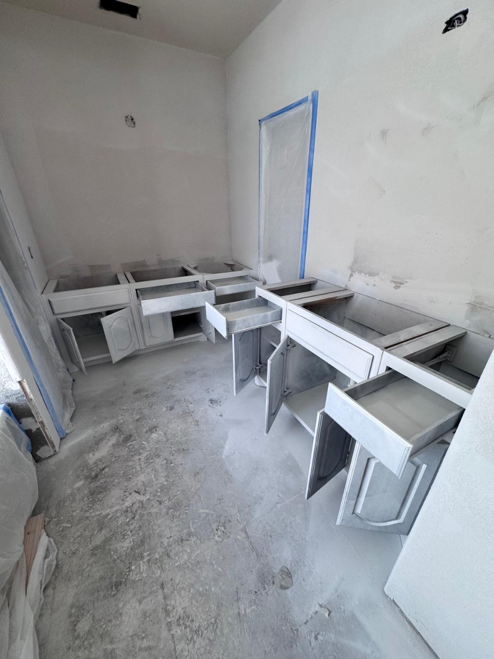 Bathroom cabinet painting prep Kennedale TX remodel