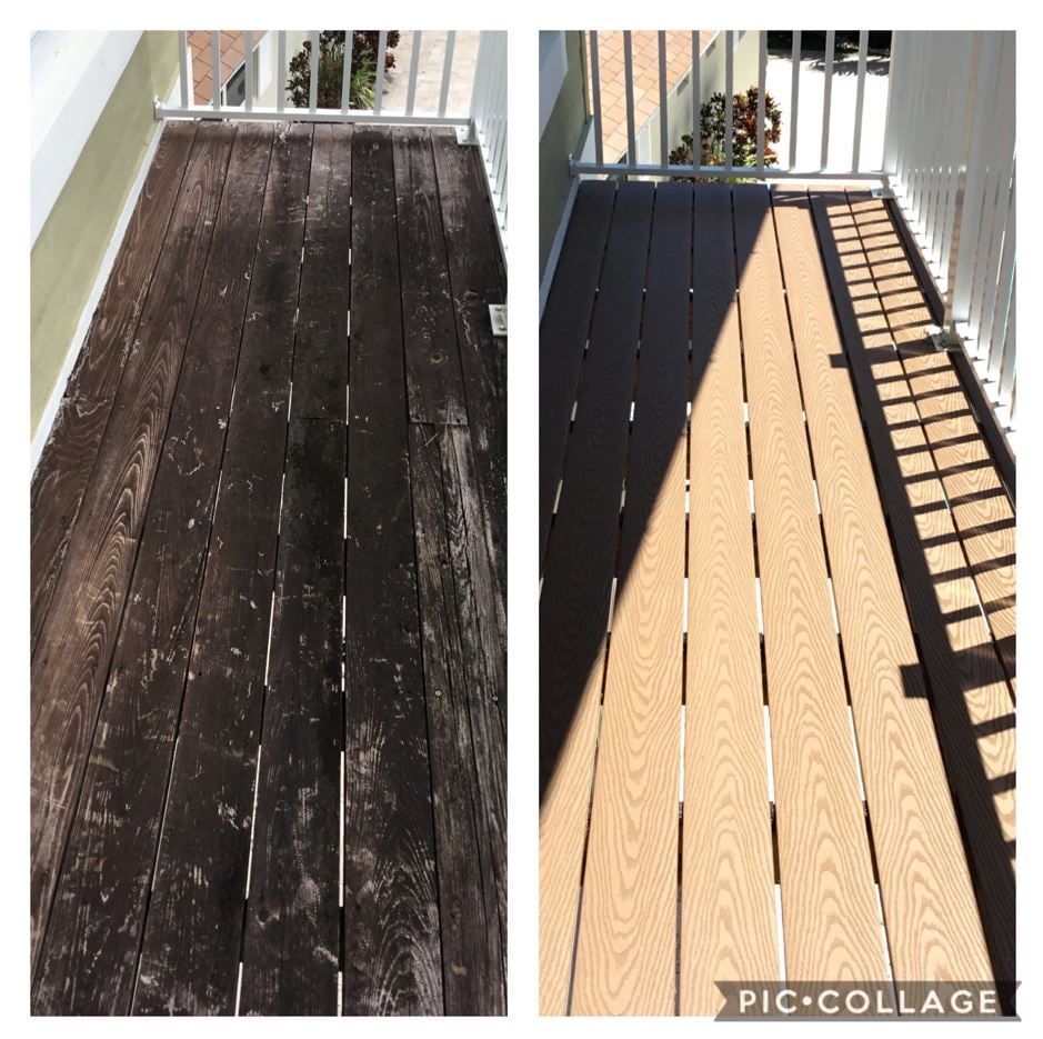 Replaced old wood boards with new faux boards