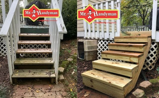 Before and after deck stairs replaced
