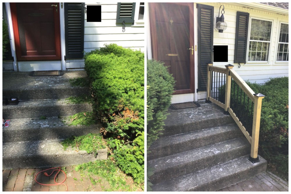 Residential exterior railing installation