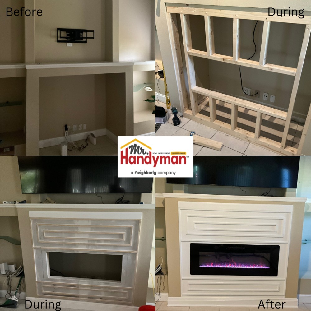 Fireplace feature wall.