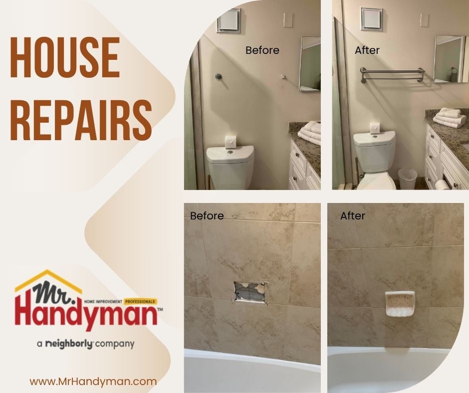 Home repairs. Soap and towel holder repair.