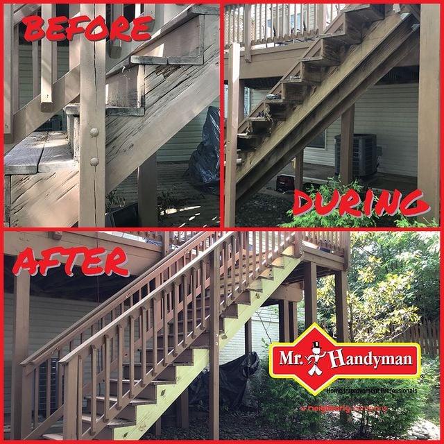 Before and after of wooden deck