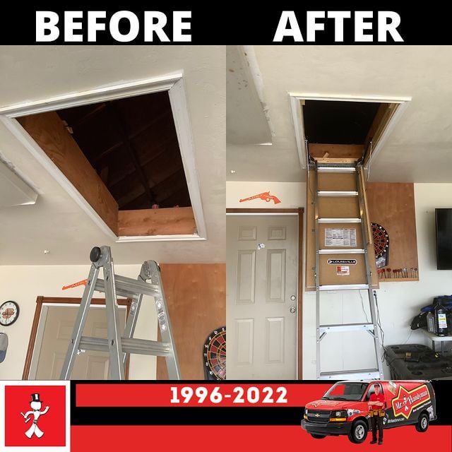 Ladder to attic being installed