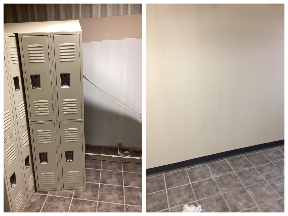 Locker removal and painting the wall