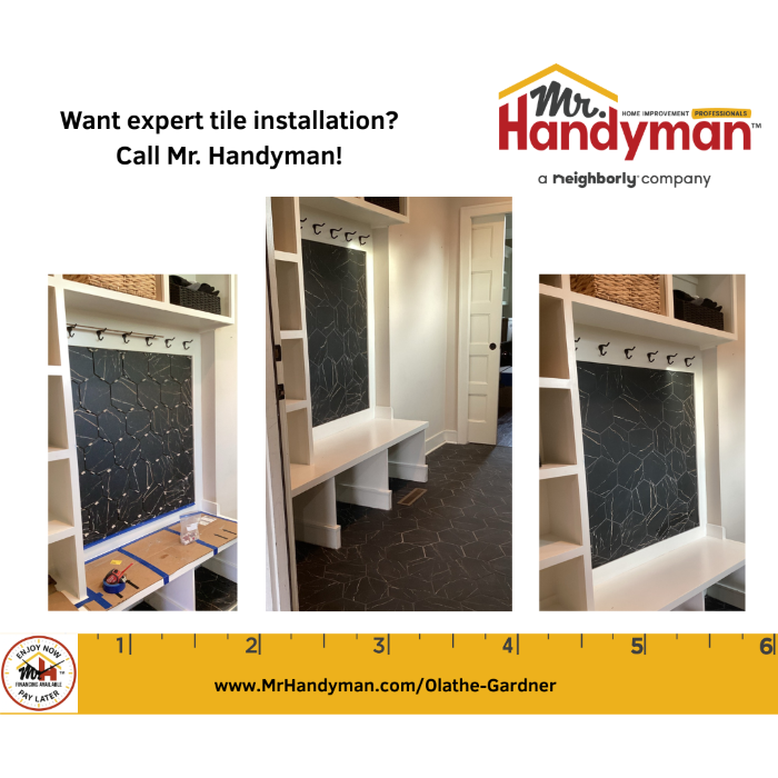 Mudroom floor and wall tile in Olathe