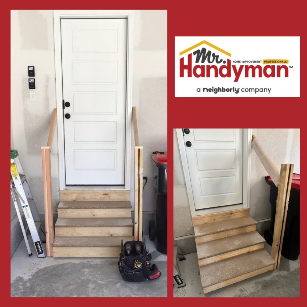 New garage step railing