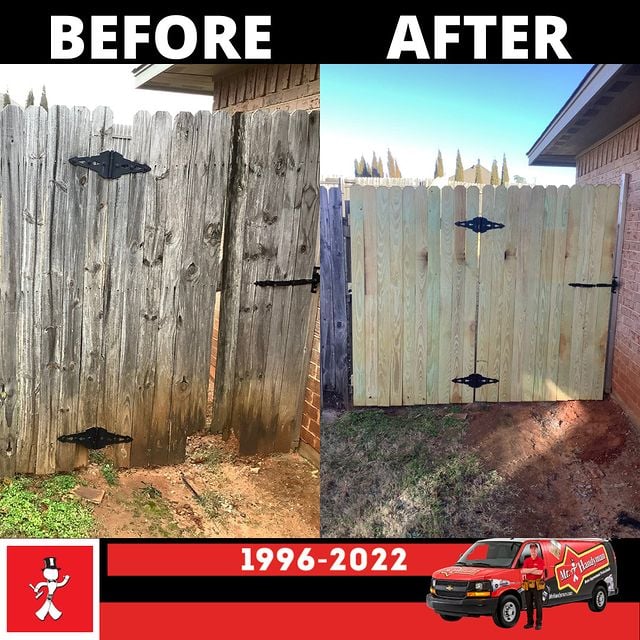 Old fence replaced with new fence