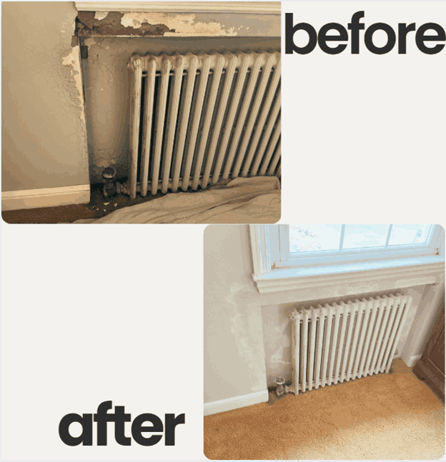 Repaired wall with plaster