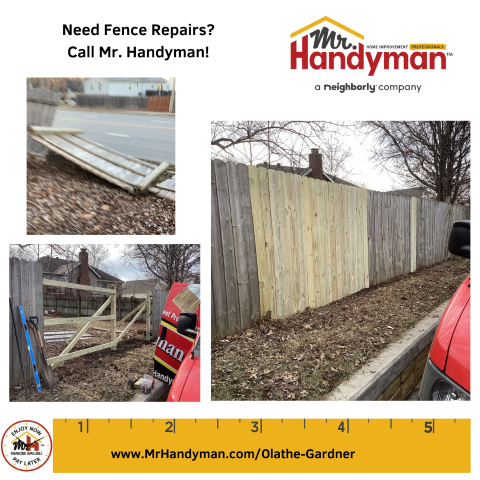 Privacy wood fence repairs in Olathe