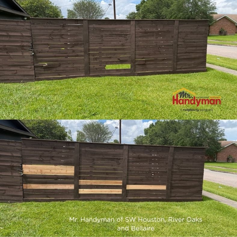 handyman near me, fence repair,mr handyman, SW Houston, River Oaks Tx, Bellaire Tx, West University Tx