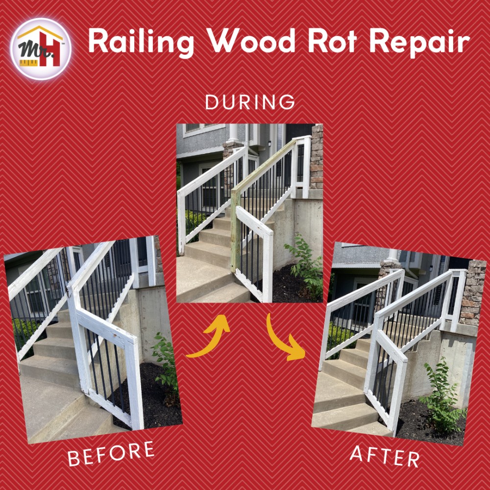 Railing Wood Rot Repair in Olathe