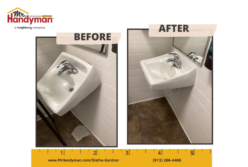 Repair broken wall mount sink in Day Care
