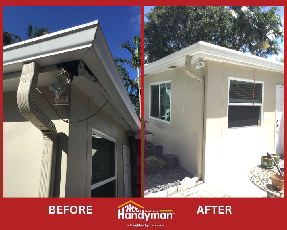 Repair fascia with gutter attached