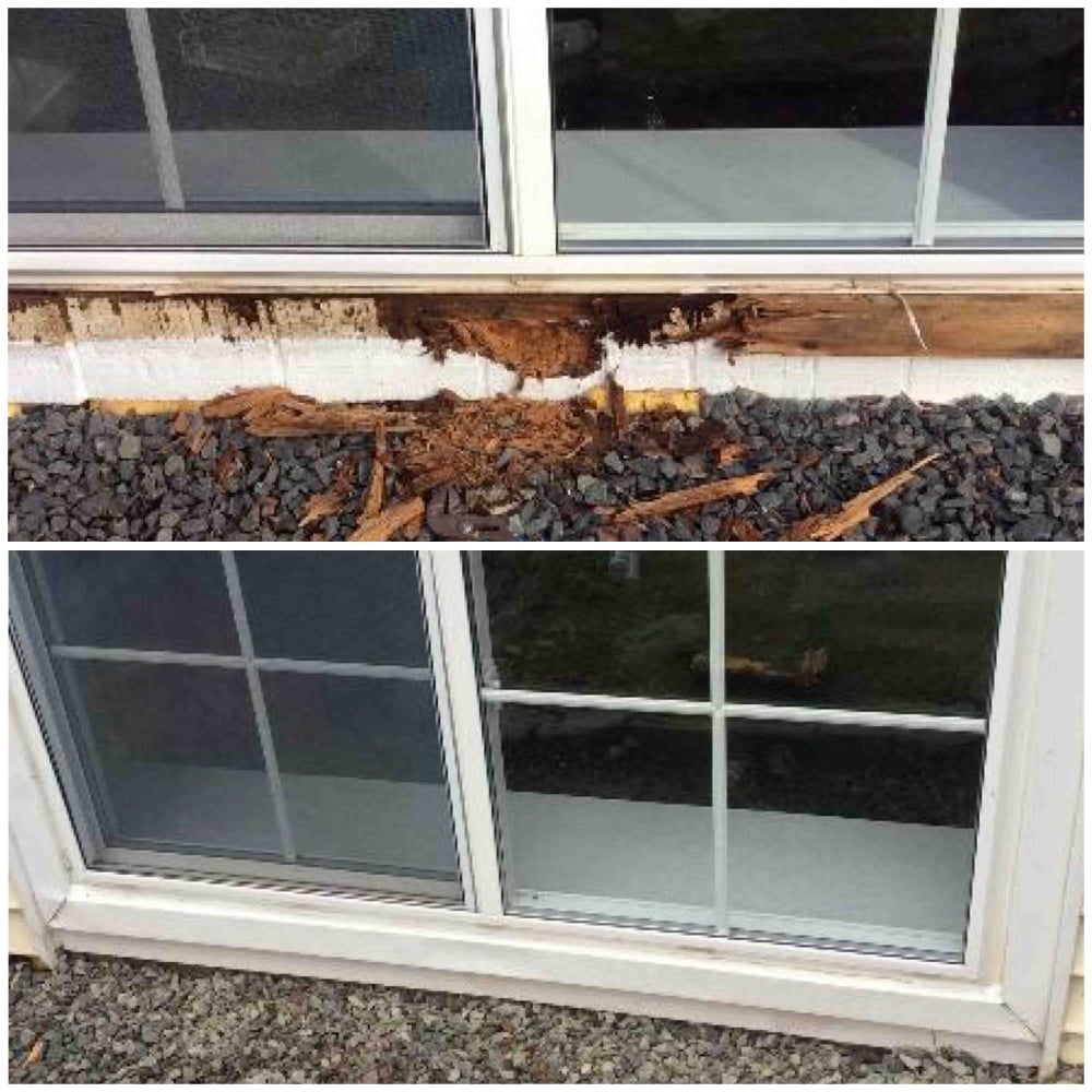 Replace wood rot on basement window in Sandy Hook
