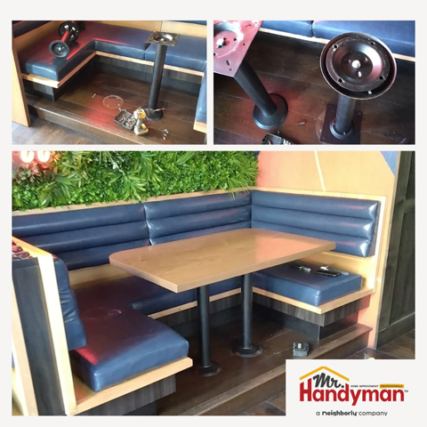 Repaired restaurant booth