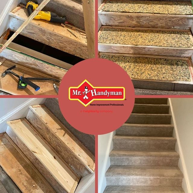 Installation process for carpet staircase
