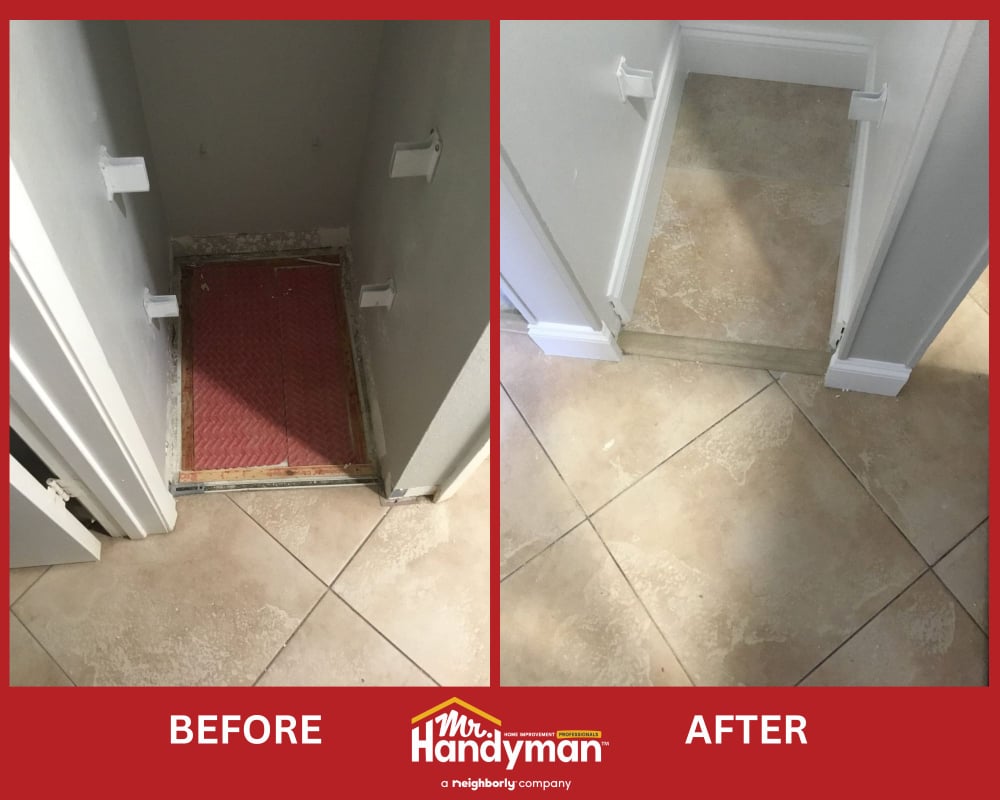 Replaced tile in closet