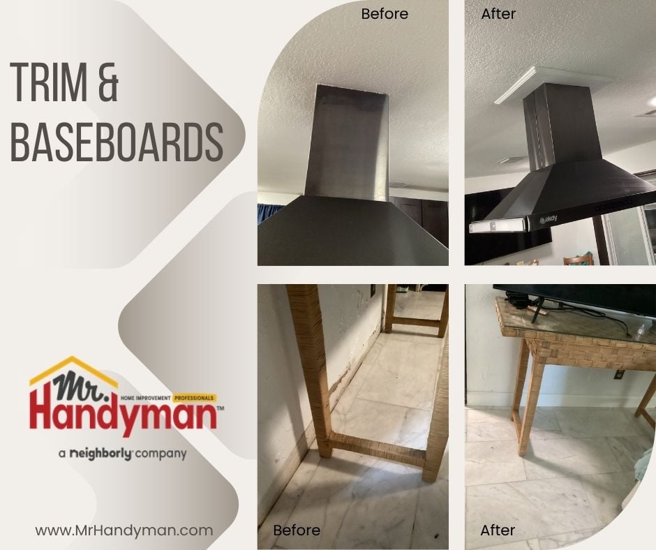 Trim and baseboard installation.