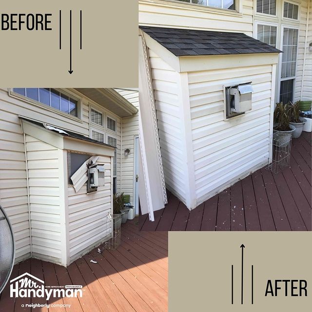 white siding repair before and after