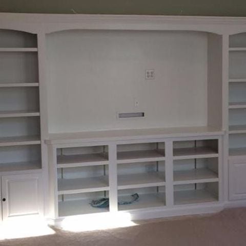 Residential customized white entertainment center