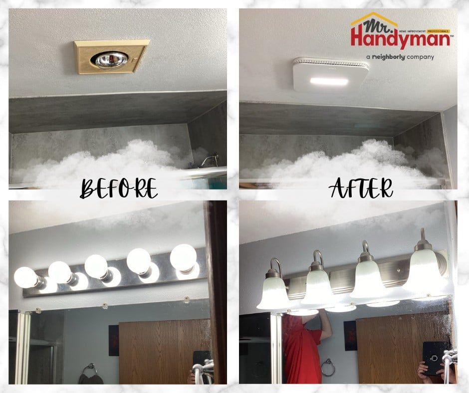 replaced light fixture and fan