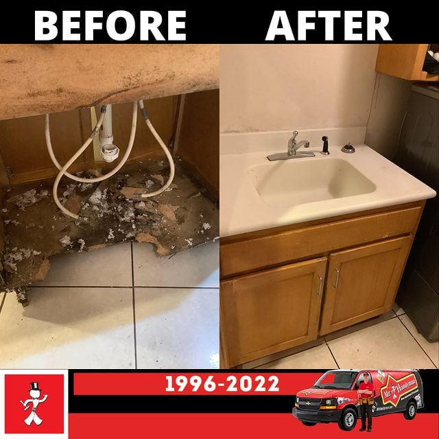 Before and after sink repair
