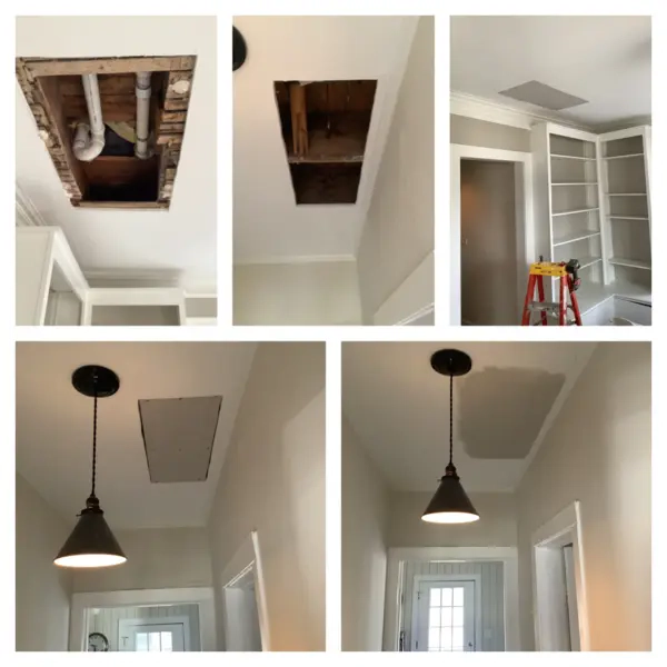 Before and after the team at Mr. Handyman completed drywall repair: Bloomingdale, IL