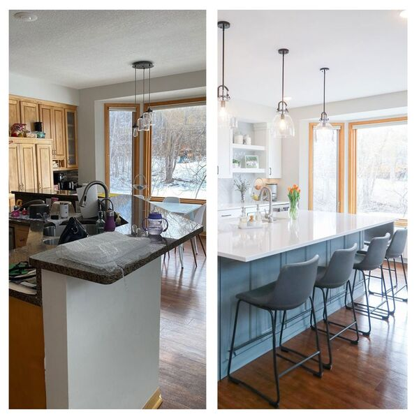 The team at Mr. Handyman installed a custom kitchen island during kitchen remodeling: Hoffman Estates, IL.
