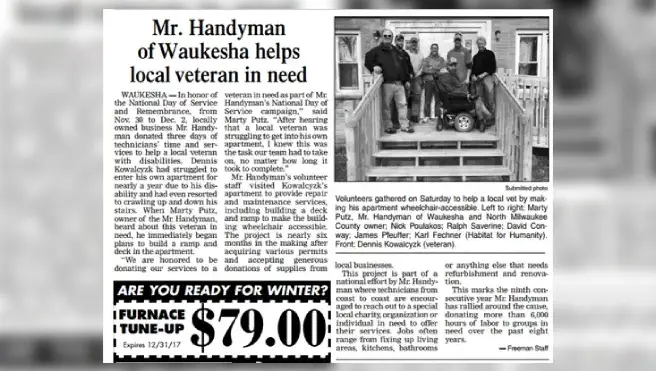 The newspaper writeup of the National Day of Service event.