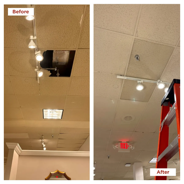 Mr. Handyman serving Greater Jacksonville providing ceiling tile repair services.